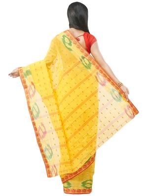 yellow cotton tant saree - 16380812 - Standard Image - 2