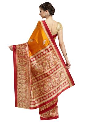 conversational printed saree with blouse - 16380821 - Standard Image - 2