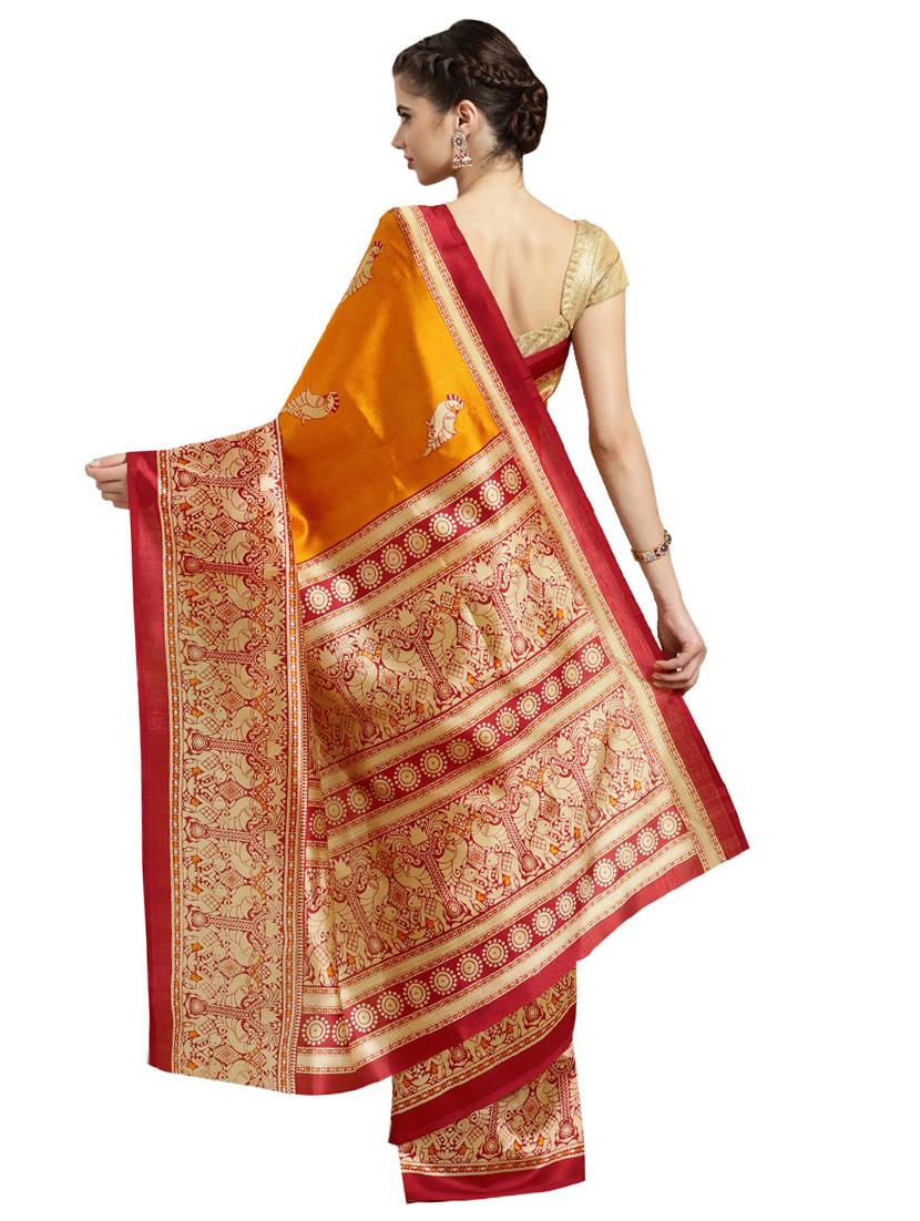 conversational printed saree with blouse - 16380821 - Zoom Image - 2