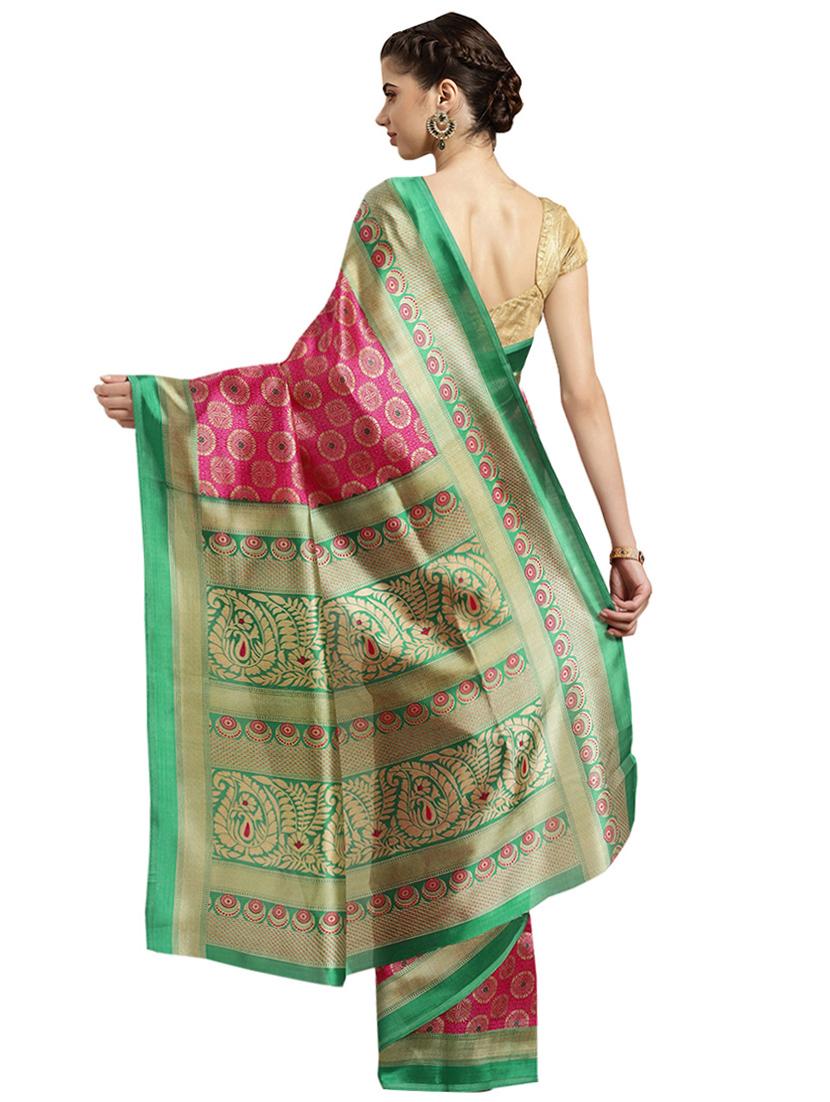 floral printed saree with blouse - 16380827 - Zoom Image - 2