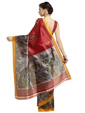 conversational printed saree with blouse - 16380831 - Standard Image - 2