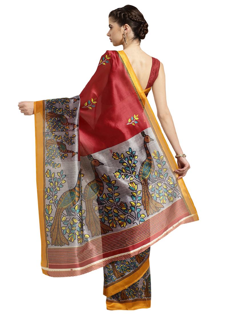 conversational printed saree with blouse - 16380831 - Zoom Image - 2