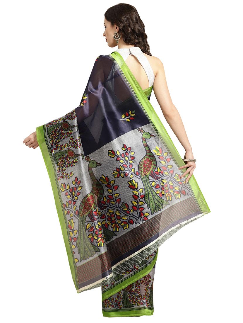 conversational printed saree with blouse - 16380832 - Zoom Image - 2