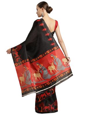 conversational printed saree with blouse - 16380836 - Standard Image - 2