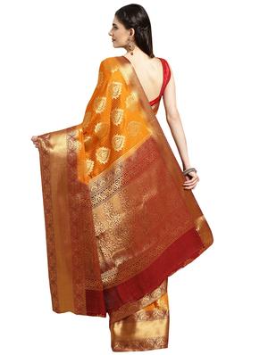 conversational woven saree with blouse - 16380840 - Standard Image - 2