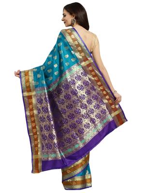 conversational woven saree with blouse - 16380845 - Standard Image - 2