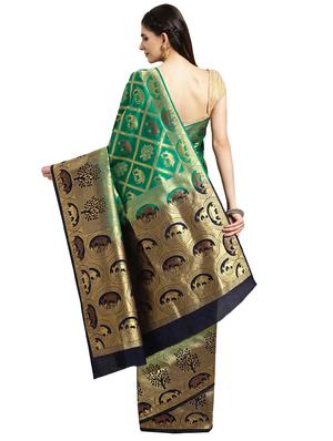 conversational woven saree with blouse - 16380846 - Standard Image - 2