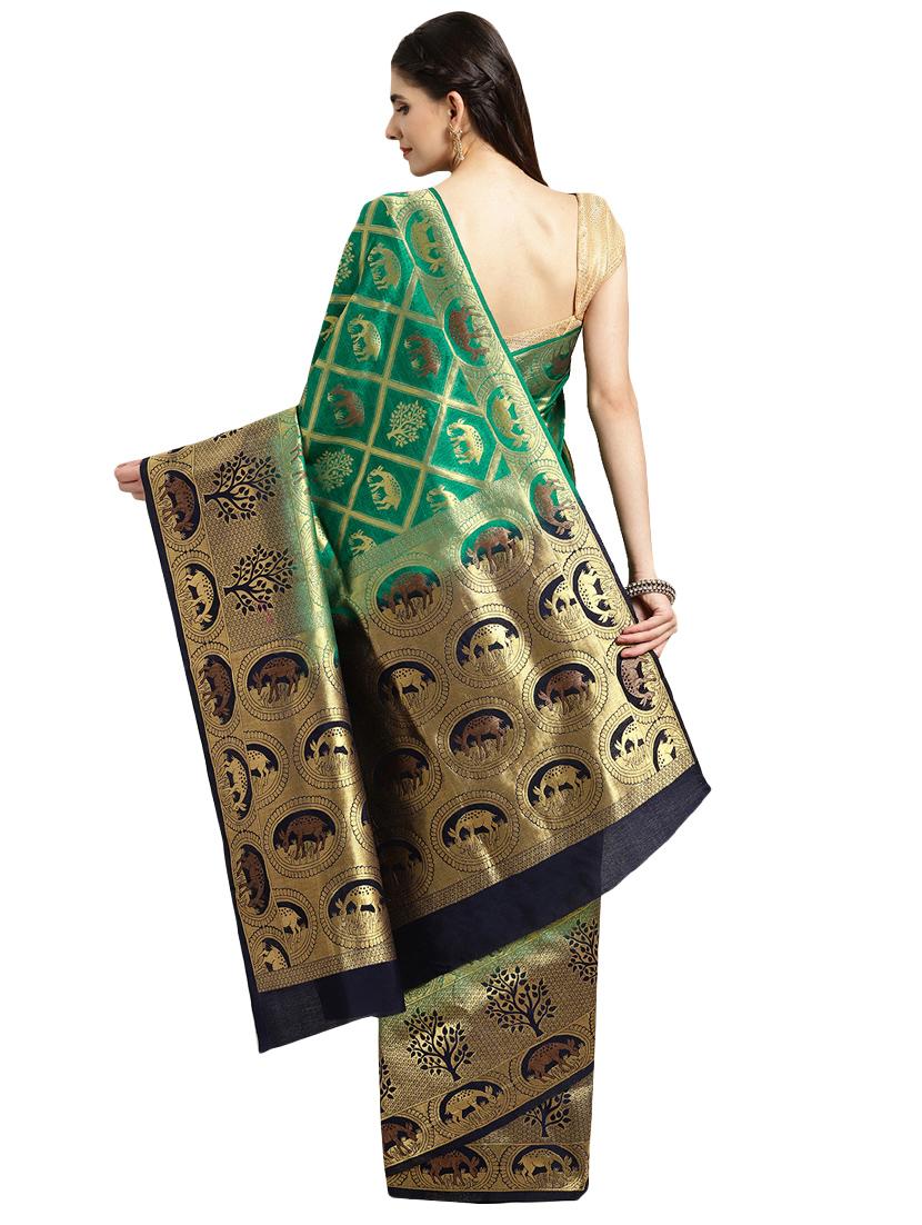conversational woven saree with blouse - 16380846 - Zoom Image - 2