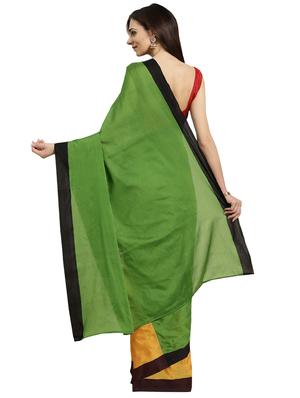 half & half plain saree with blouse - 16380848 - Standard Image - 2