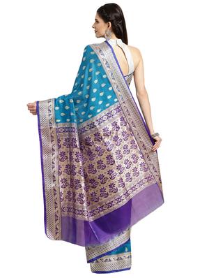 floral woven saree with blouse - 16380850 - Standard Image - 2
