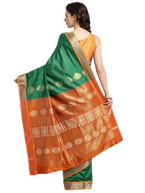 solid woven saree with blouse - 16380856 - Standard Image - 2