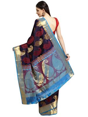 paisley woven saree with blouse - 16380857 - Standard Image - 2