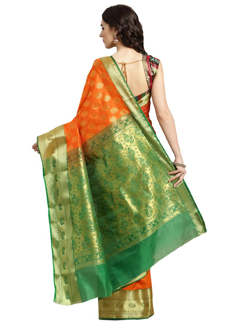 contrast woven saree with blouse - 16380865 - Zoom Image - 2