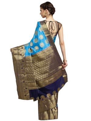 conversational woven saree with blouse - 16380868 - Standard Image - 2