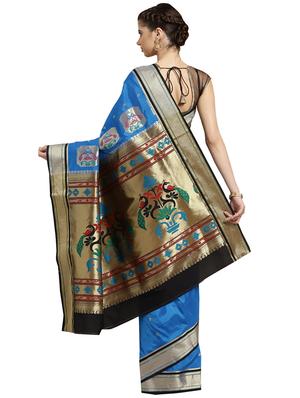 conversational woven saree with blouse - 16380869 - Standard Image - 2