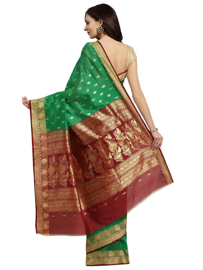 bordered woven saree with blouse - 16380873 - Zoom Image - 2