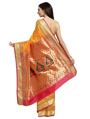 conversational woven saree with blouse - 16380875 - Standard Image - 2