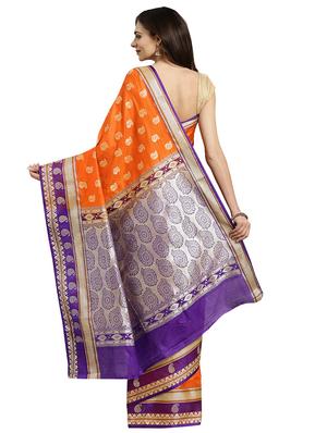 conversational woven saree with blouse - 16380876 - Standard Image - 2