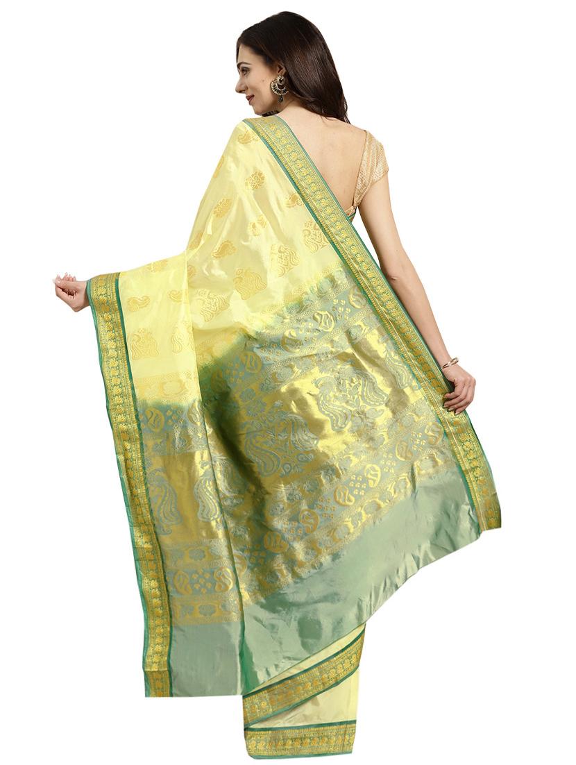 bordered woven saree with blouse - 16380878 - Zoom Image - 2