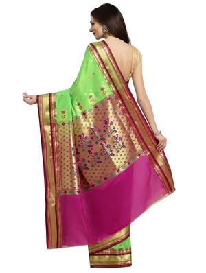 bordered woven saree with blouse - 16380879 - Standard Image - 2