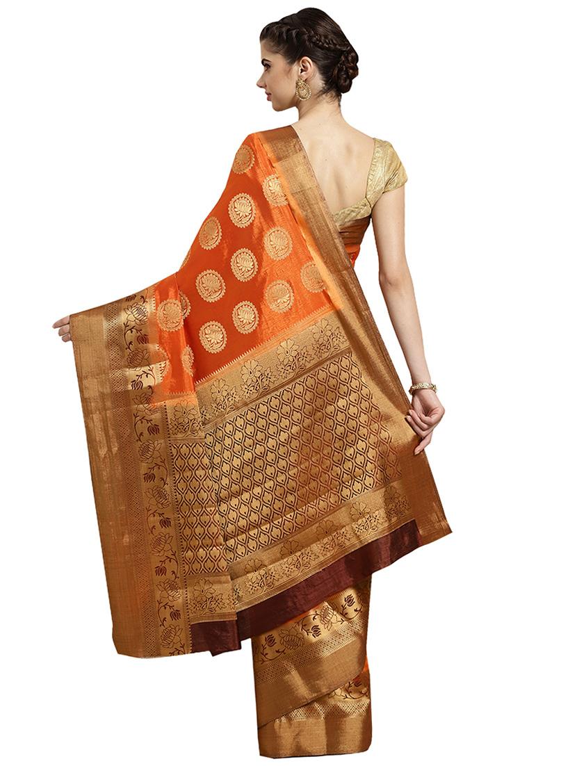 floral woven saree with blouse - 16380883 - Zoom Image - 2