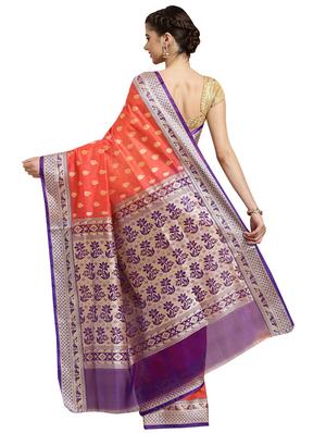 bordered woven saree with blouse - 16380884 - Standard Image - 2