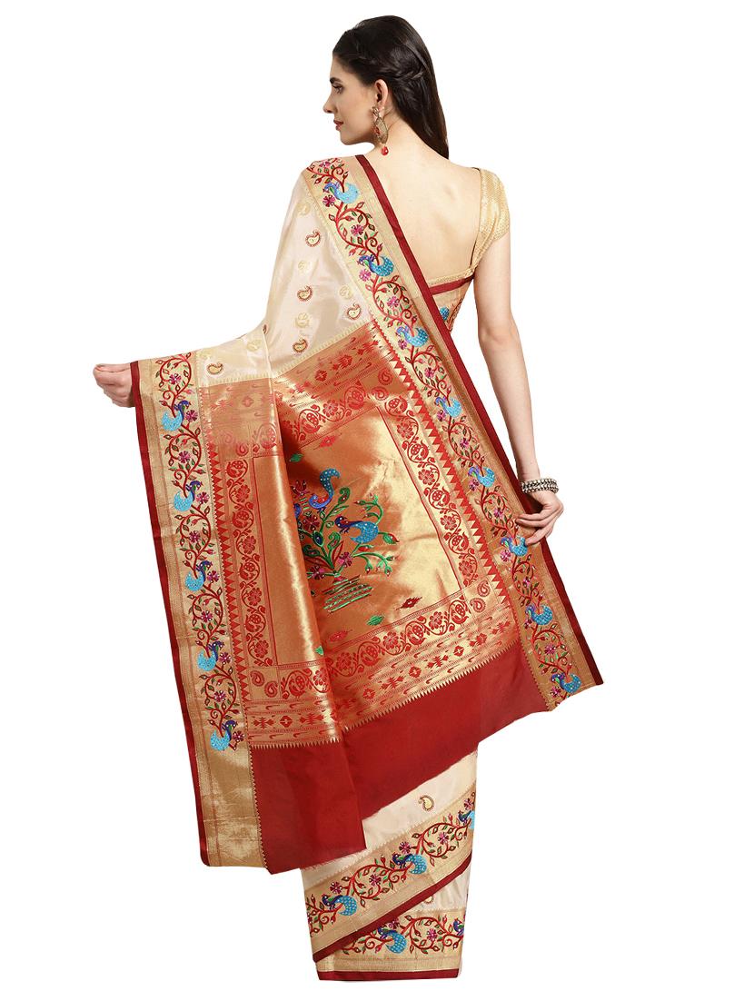 paisley woven saree with blouse - 16380885 - Zoom Image - 2