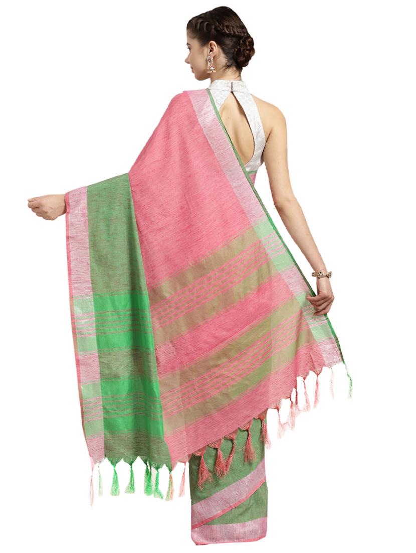 solid plain saree with blouse - 16380890 - Zoom Image - 2