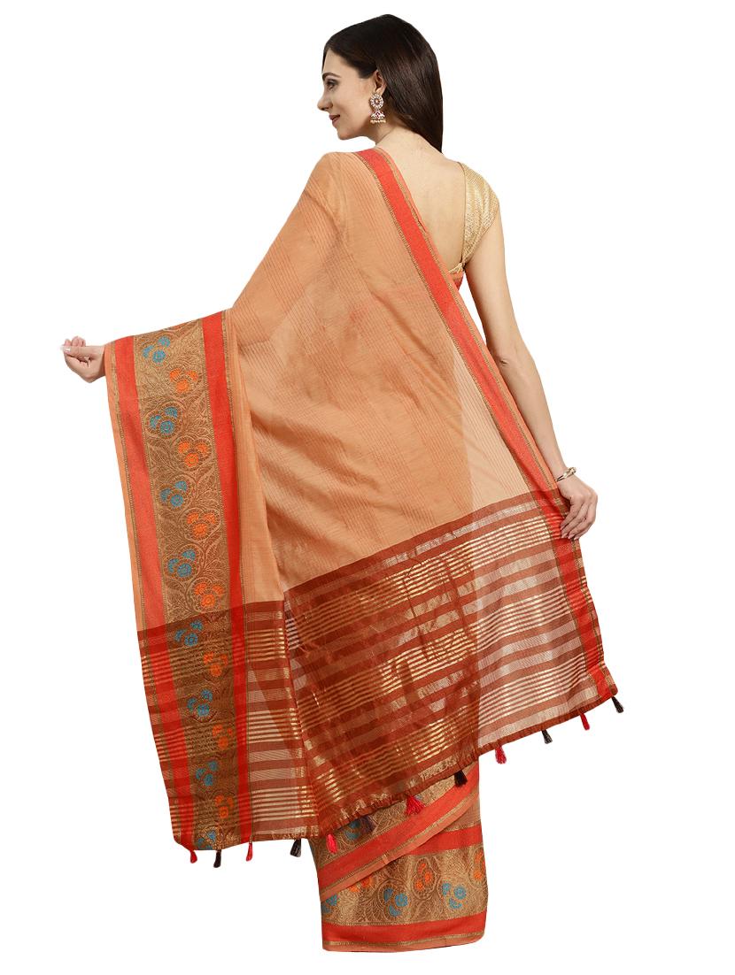 solid plain saree with blouse - 16380895 - Zoom Image - 2