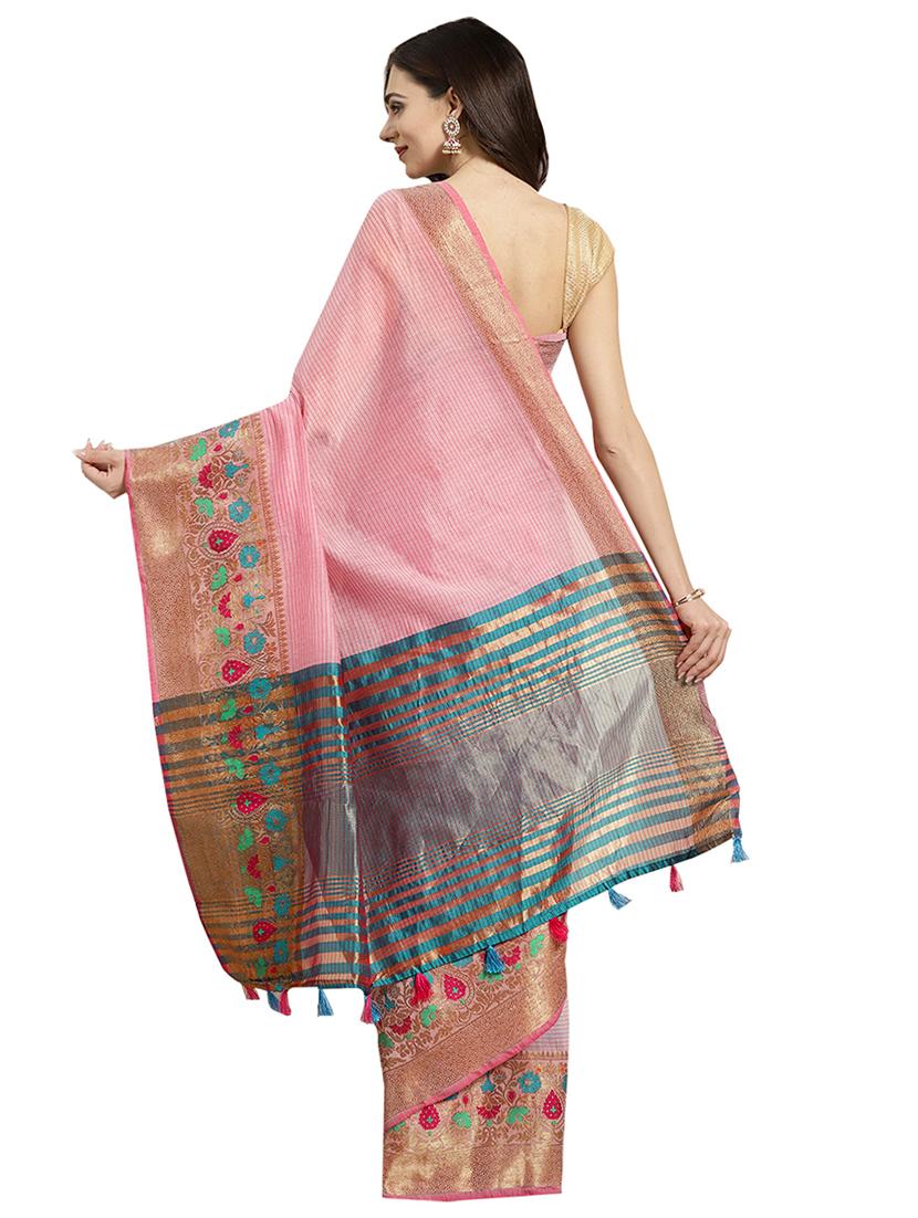 solid plain saree with blouse - 16380896 - Zoom Image - 2