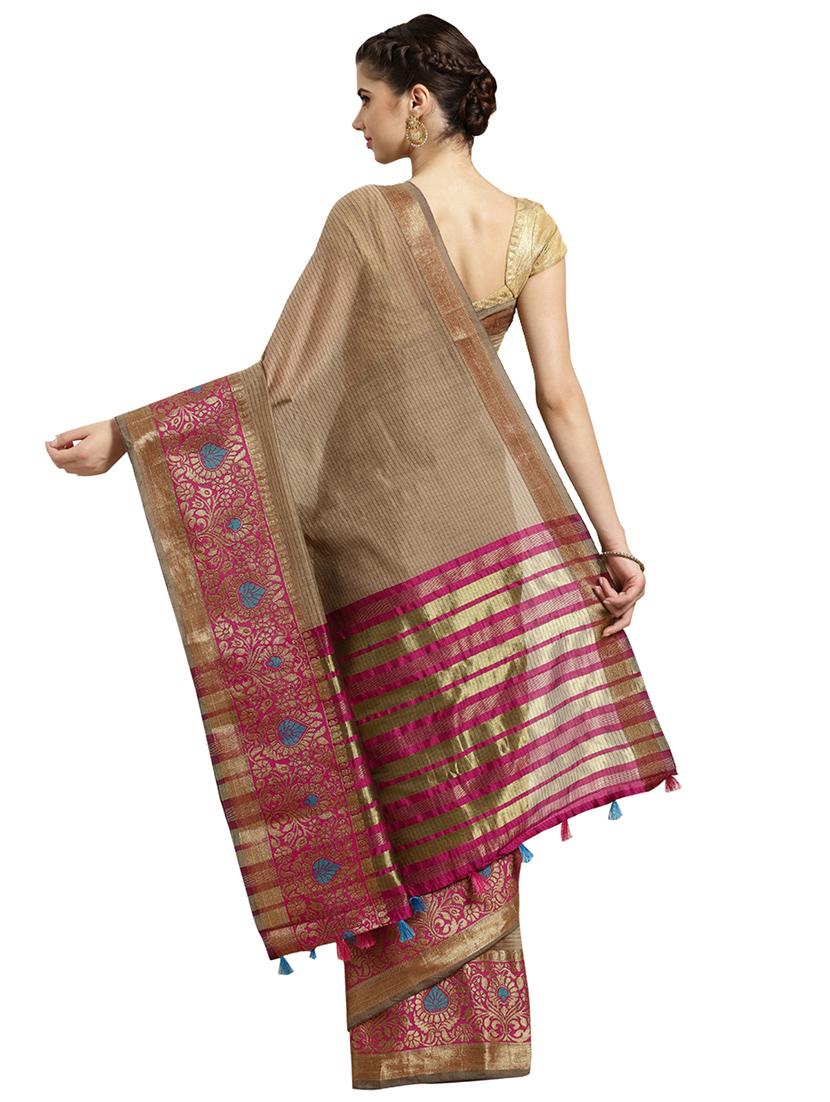 solid plain saree with blouse - 16380897 - Zoom Image - 2