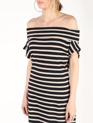 off shoulder striped sheath dress - 16381172 - Standard Image - 5
