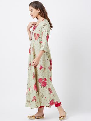 floral flared kurta - 16381910 - Standard Image - 2