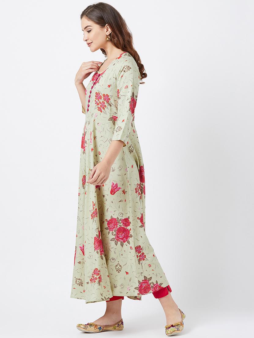 floral flared kurta - 16381910 - Zoom Image - 2