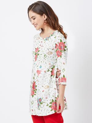 floral straight kurti - 16381925 - Standard Image - 2