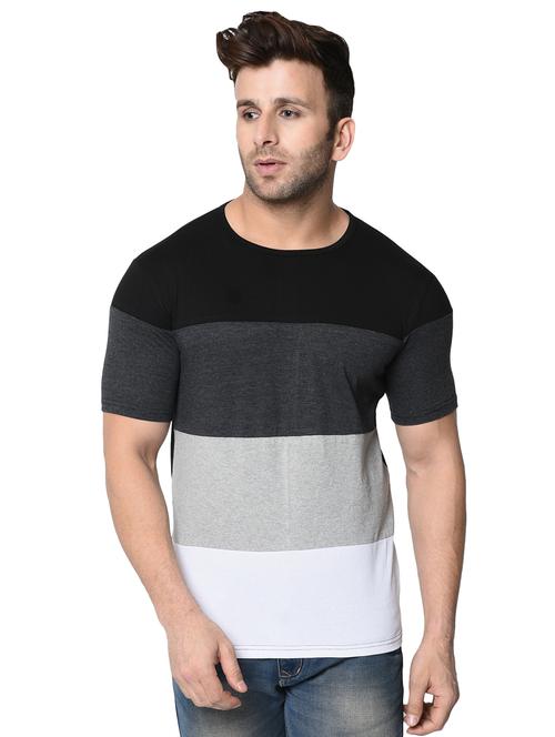 black color block cut & sew t-shirt - 16382309 - Very Small Image - 1