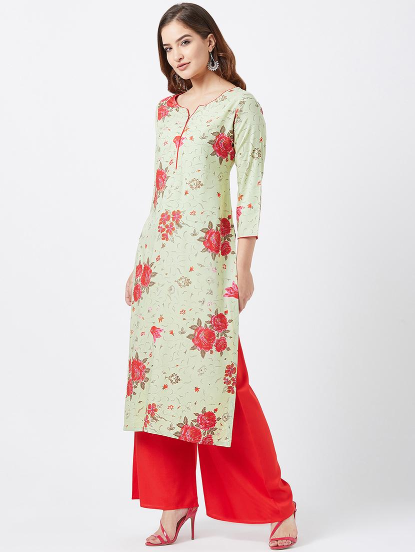 printed kurta with palazzo set - 16382333 - Zoom Image - 2
