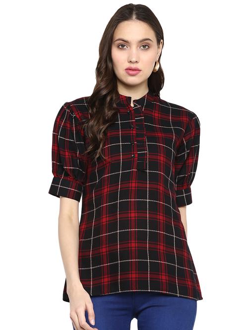 button detail checkered top - 16382703 - Standard Image - 1