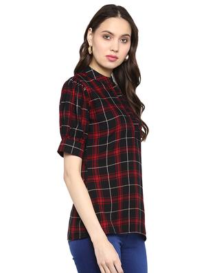 button detail checkered top - 16382703 - Standard Image - 2