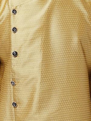 gold silk blend kurta pyjma - 16385533 - Standard Image - 5