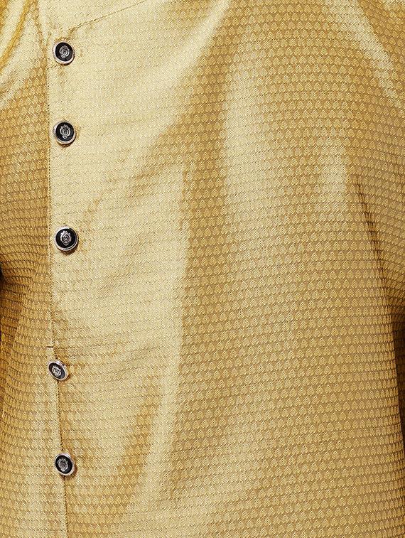 gold silk blend kurta pyjma - 16385533 - Zoom Image - 5