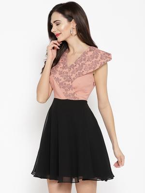 overlap neck skater dress - 16386252 - Standard Image - 2