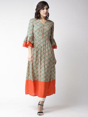 floral flared bell sleeves kurta - 16386769 - Standard Image - 2