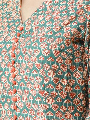 floral flared bell sleeves kurta - 16386769 - Standard Image - 5