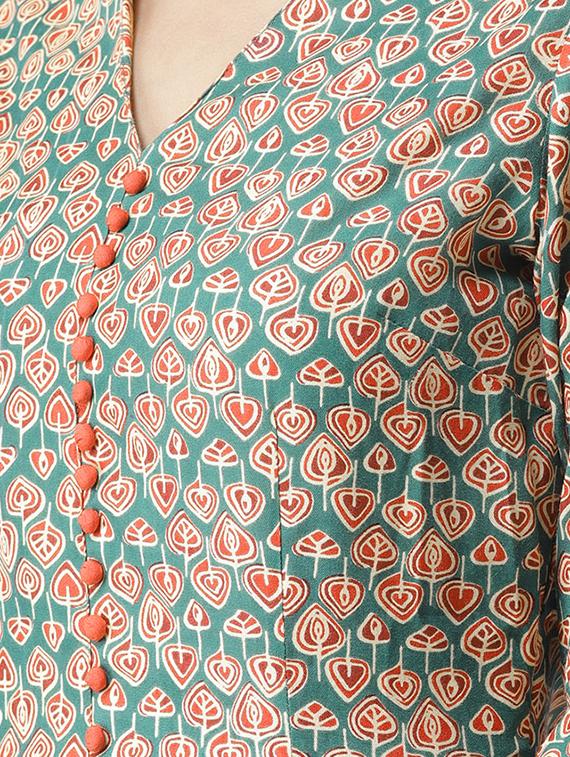floral flared bell sleeves kurta - 16386769 - Zoom Image - 5
