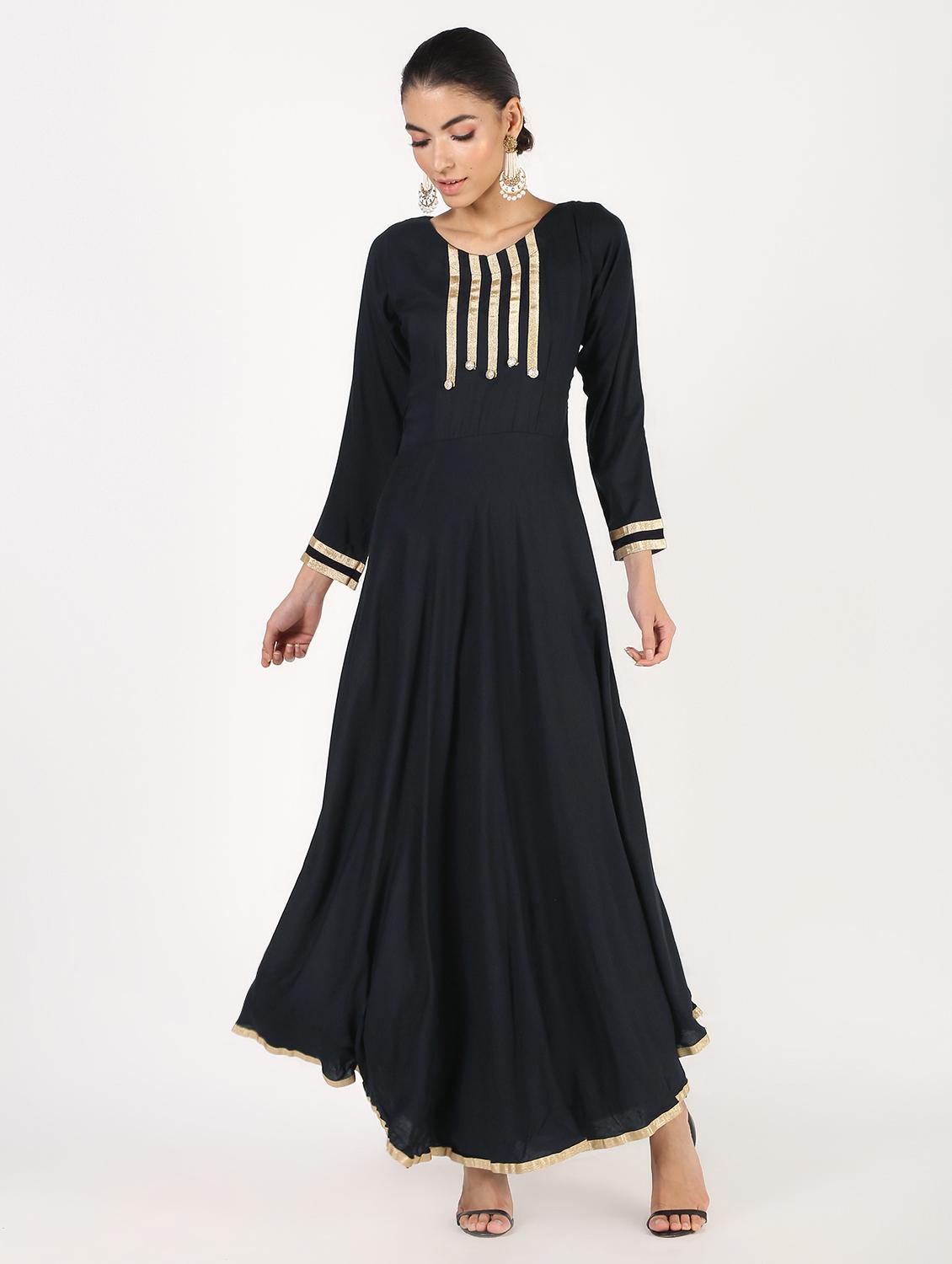 gota lace flared kurta - 16386957 - Zoom Image - 2