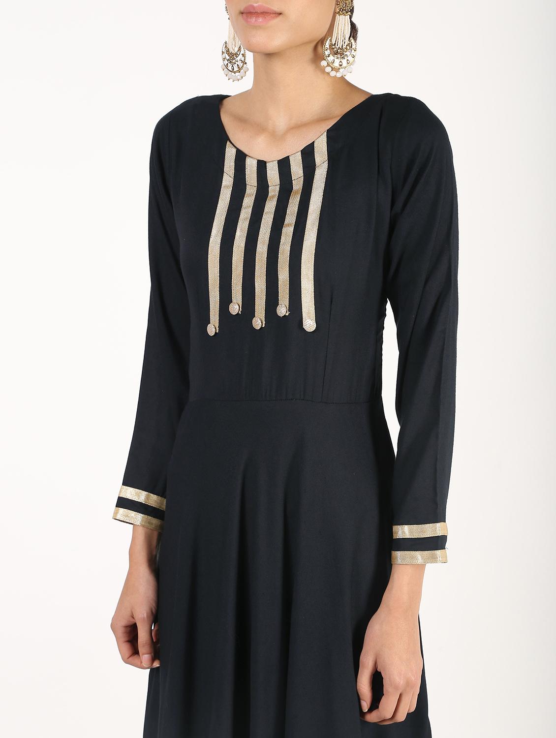 gota lace flared kurta - 16386957 - Zoom Image - 5