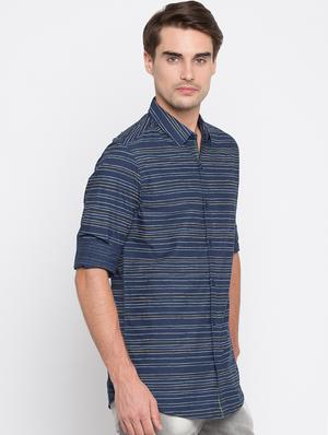 navy blue cotton casual shirt - 16388564 - Standard Image - 2