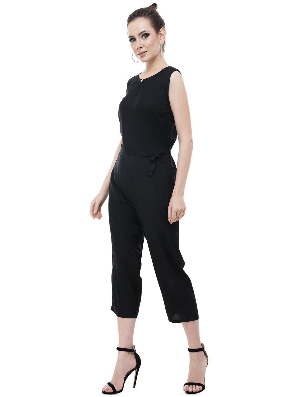 keyhole neck tie knot jumpsuit - 16388773 - Zoom Image - 2