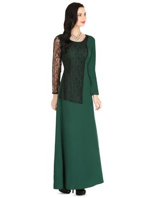 round neck lace detail gown - 16389131 - Standard Image - 2